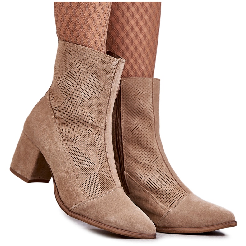 Botas Mujer Ante Tacón Alto Nicole 2757 Beige