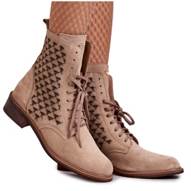 Botines cordones ante Nicole 2751 Beige