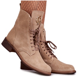Botas de ante con cordones y adorno nicole 2750 beige