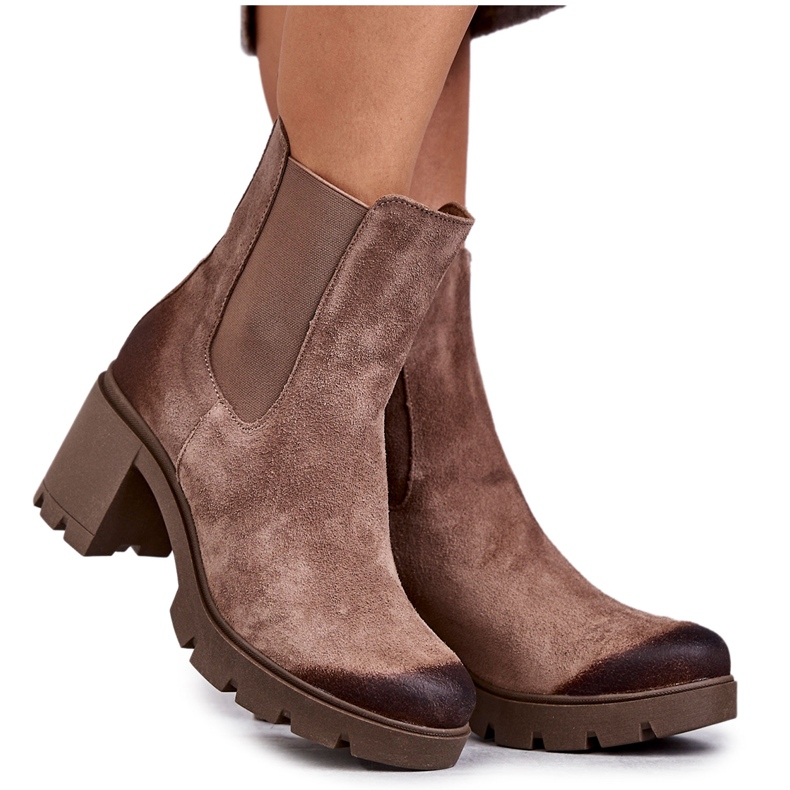 Botas Mujer Ante Plataforma Beige Martine