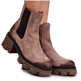 Botas Mujer Ante Plataforma Beige Hilde marrón