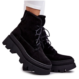 Botas cálidas de ante con cordones Negro Elisabeth