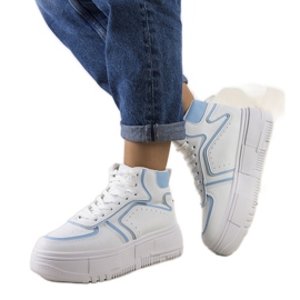 Deportivas tobilleras Zetta blancas y azules blanco