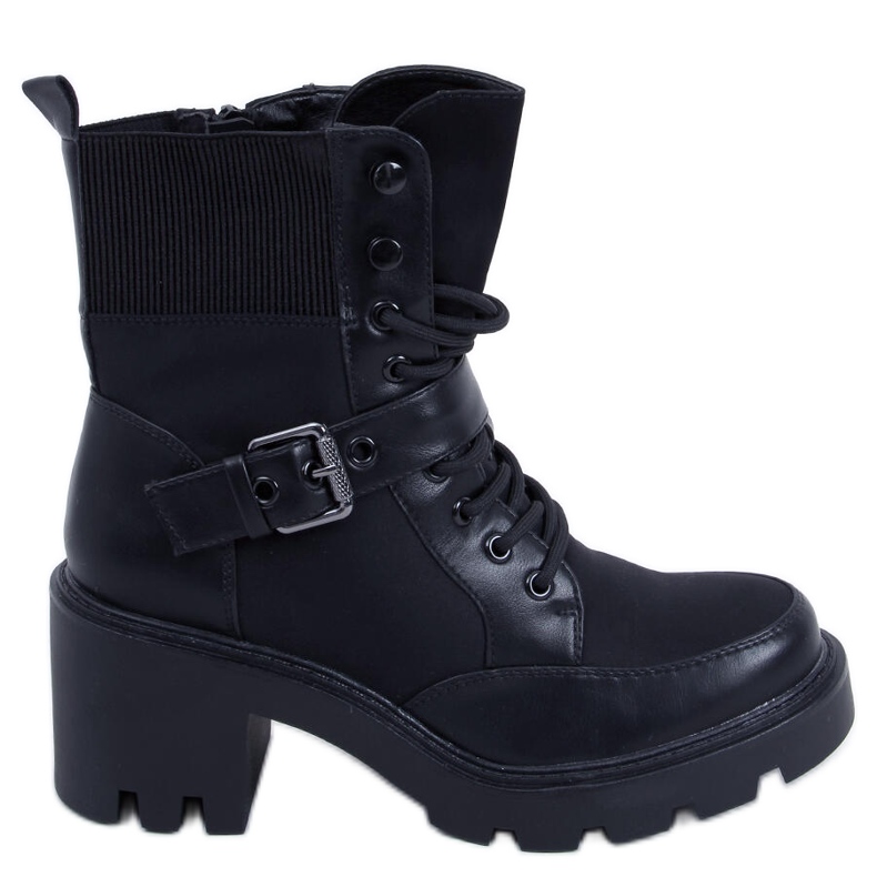 Botas negras de tacón con cordones Brooks negro Botas negras de tacón con cordones Brooks negro