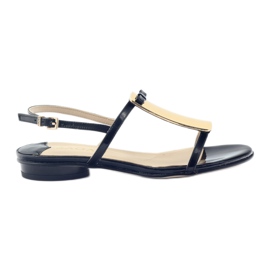 Sandalias de mujer en dorado Sagan 2698 decoración negro