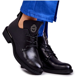 Vinceza Botas De Cuero Con Cordones Y Recortes Black Fabiana negro