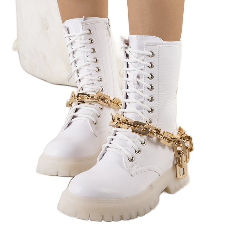 Botas blancas con cadena Curiti blanco