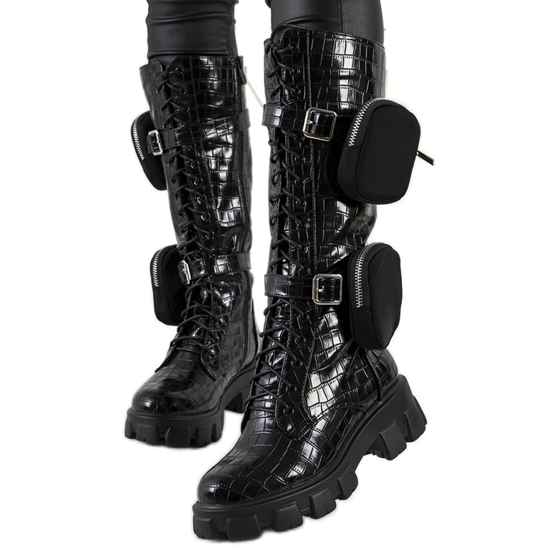 Botas altas negras con bolsita Peralta negro Botas altas negras con bolsita Peralta negro