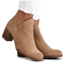 PL5 Botas mujer de piel con tacón Camel Larsa marrón