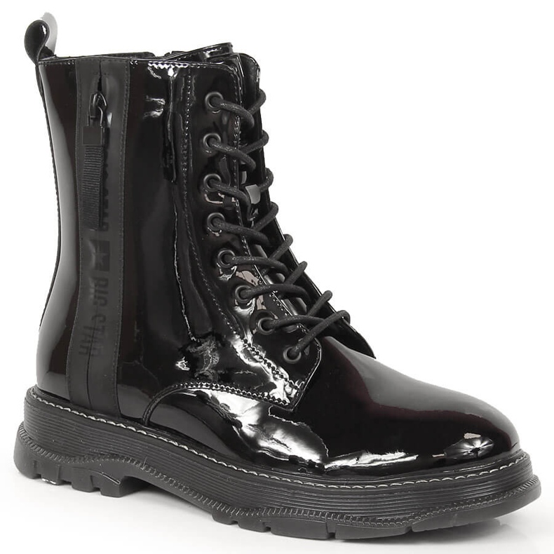 Botas de mujer de piel de charol negro con aislamiento Big Star negro KK274489