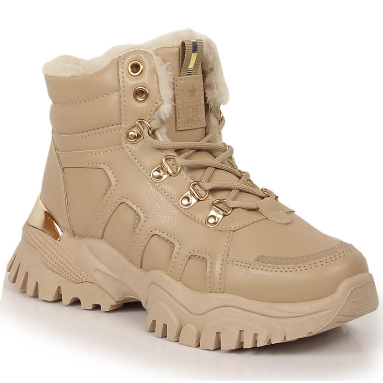 News Botas de nieve mujer plataforma con pelo beige NOVEDADES