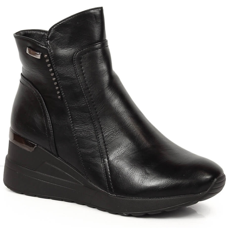 Negro Botas cuña mujer insuladas Jezzi JEZ372