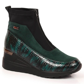 Botas de mujer con tacón de cuña verde croché Jezzi