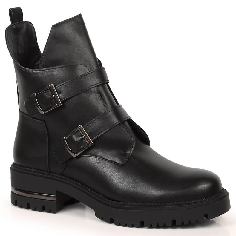 Botas insuladas mujer negras con hebillas Sergio Leone negro