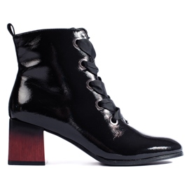 W. Potocki Botas mujer charol con cordones Potocki negro