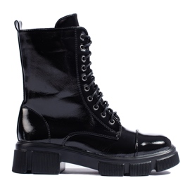 Botines de mujer con cordones y caña alta negro Botines de mujer con cordones y caña alta negro