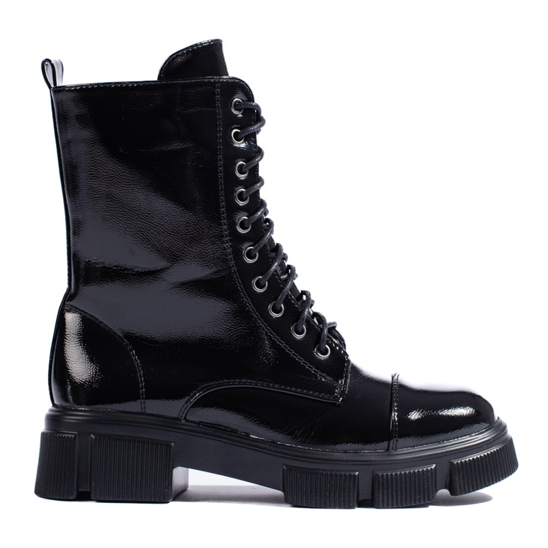 Botines de mujer con cordones y caña alta negro