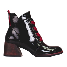 Botines negros de mujer con lazada roja Vinceza