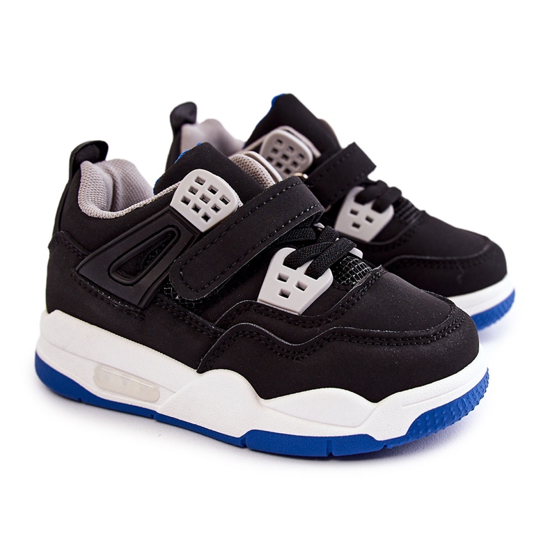 FR1 Deportivas Infantiles de Piel Negro y Marino Marisa azul