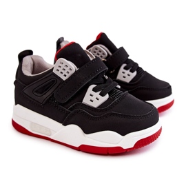 Deportivas Infantiles de Piel Negro y Rojo Marisa Deportivas Infantiles de Piel Negro y Rojo Marisa