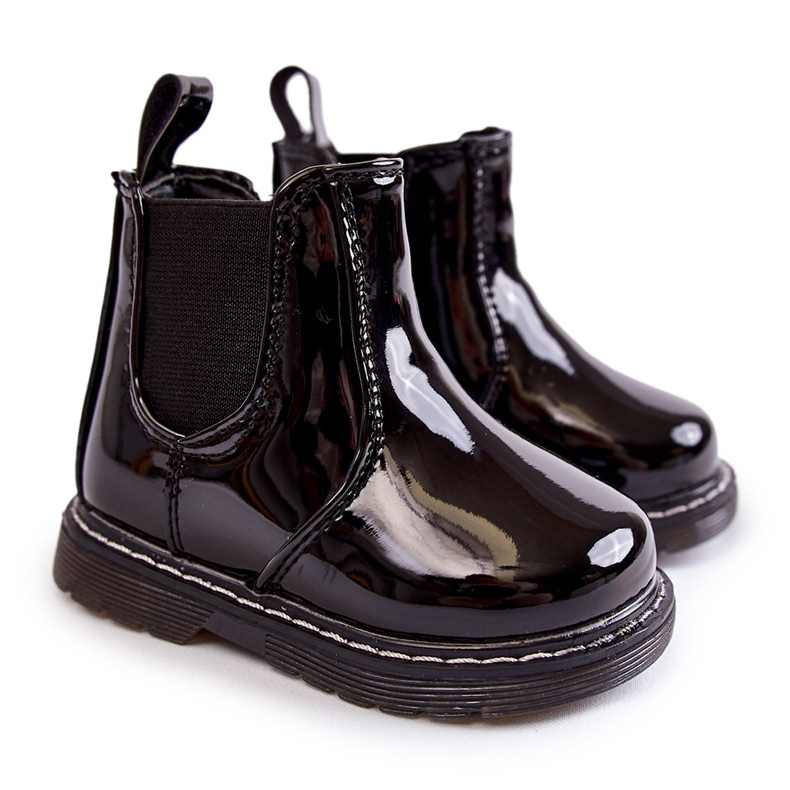 Botas Cálidas Infantiles Lacadas Negro Porky
