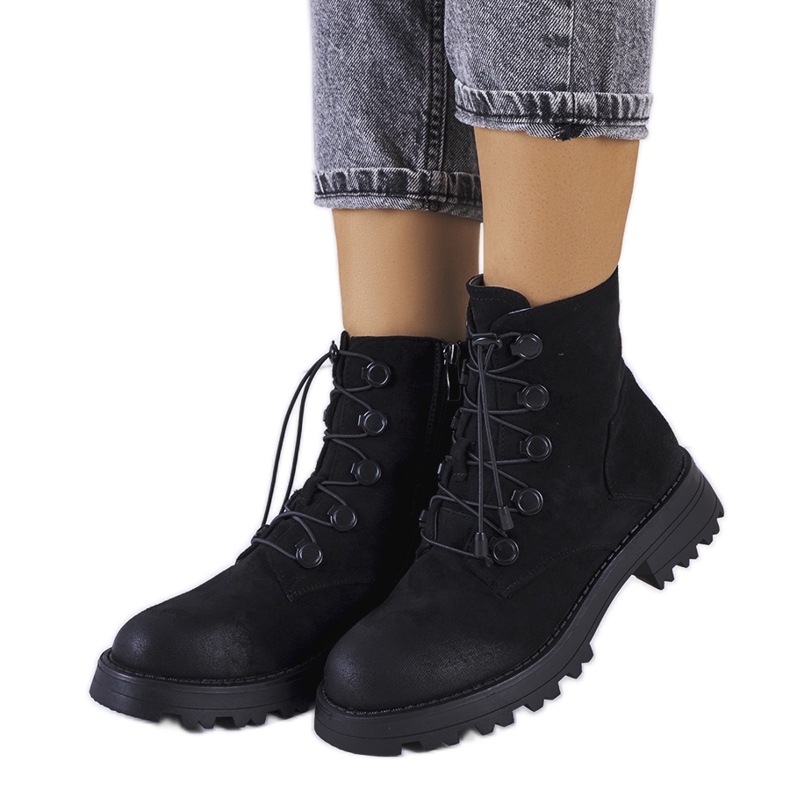 Botines Cesterfield de gamuza ecológica negra negro Botines Cesterfield de gamuza ecológica negra negro