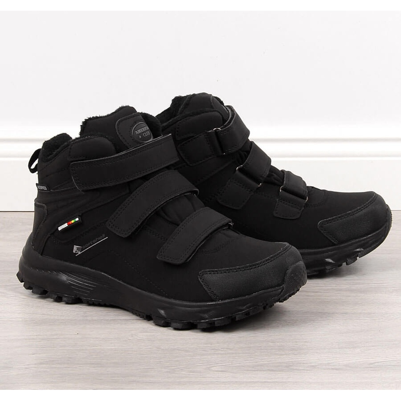 Zapatos de trekking impermeables para hombre American Club negros con aislamiento