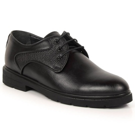 Zapatos negros de piel con cordones para hombre Kingle