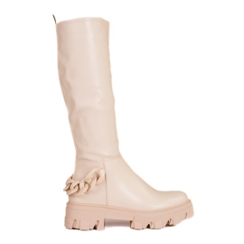 Botas beige de mujer con suela Shelovet gruesa