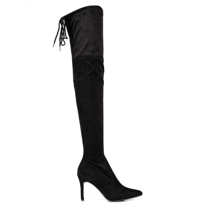 Botas altas de mujer de ante con tacón Shelovet negro