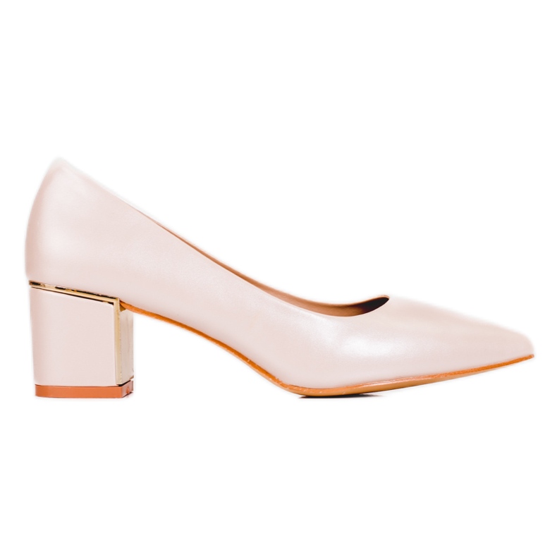 Bombas beige de mujer en un poste Shelovet bajo