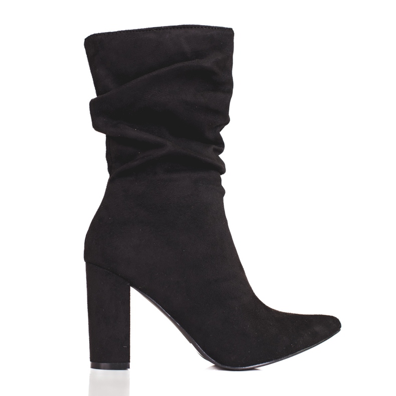 Botas negras de mujer en un poste con parte superior Shelovet arrugada negro