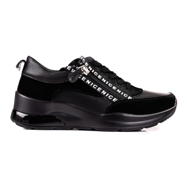 Deportivas de mujer de piel con cremallera Shelovet negro