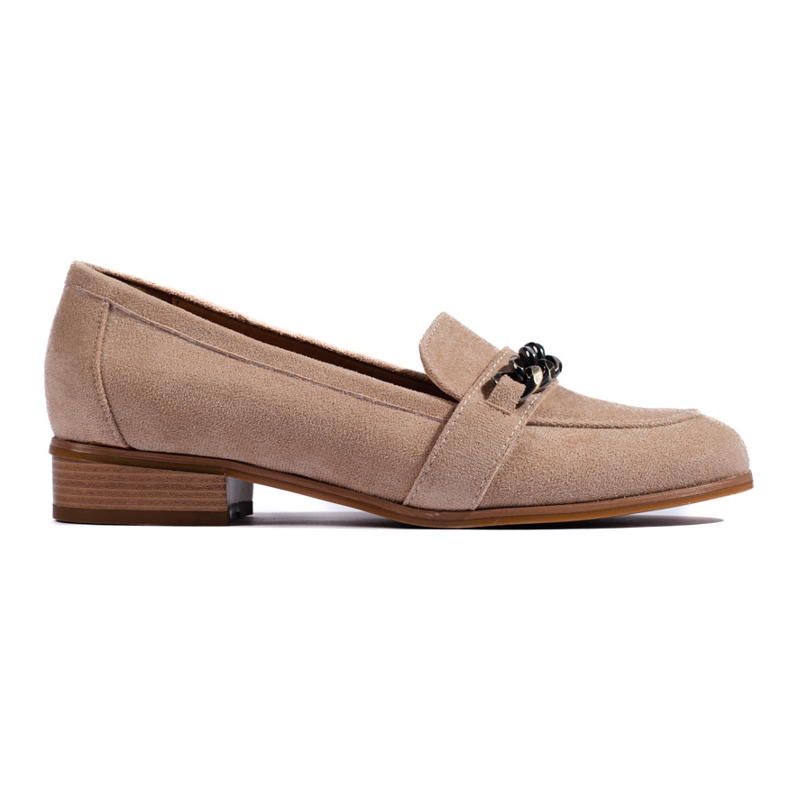 Mocasines de mujer clásicos fabricados en ante ecológico Vinceza beige