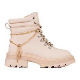 Botas de montaña de mujer beige con cadenas Shelovet
