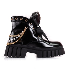 Botas de mujer lacadas con adornos Shelovet negro