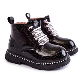 PA1 Botas Infantiles Piel Negra Cálidas Dottie negro