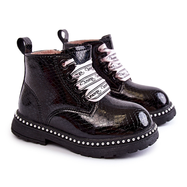 PA1 Botas Infantiles Piel Negra Cálidas Dottie negro