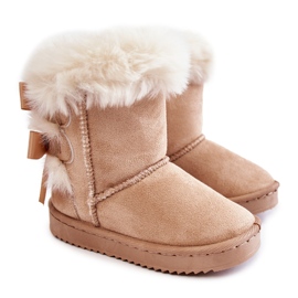 Botas Cálidas Infantiles Con Lazos Funky Snow Boots Beige Claro