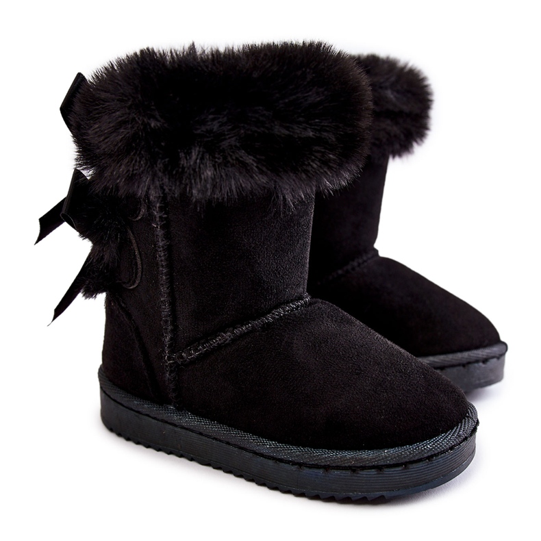 Botas cálidas negras para niños con lazos Funky Black Snow Boots negro