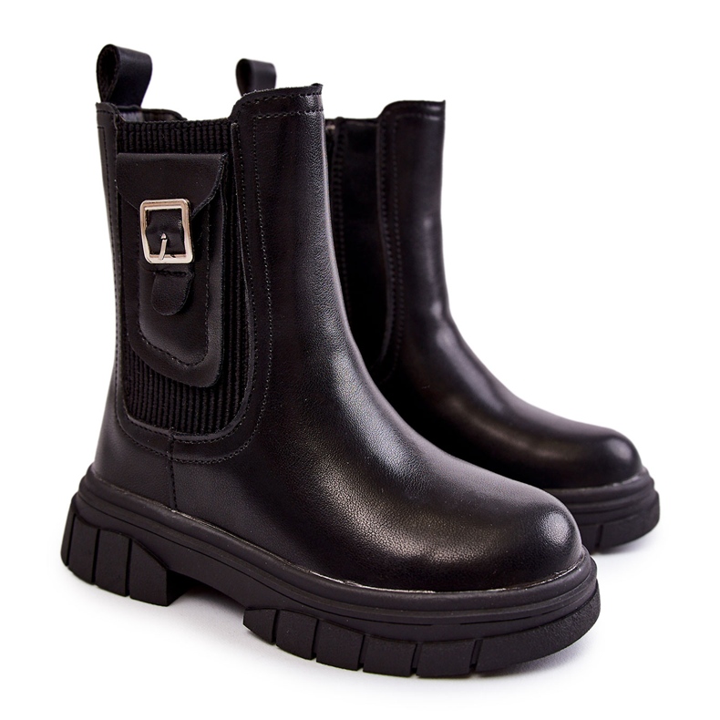 Botas Altas de Piel para Niña Shelby Negras negro