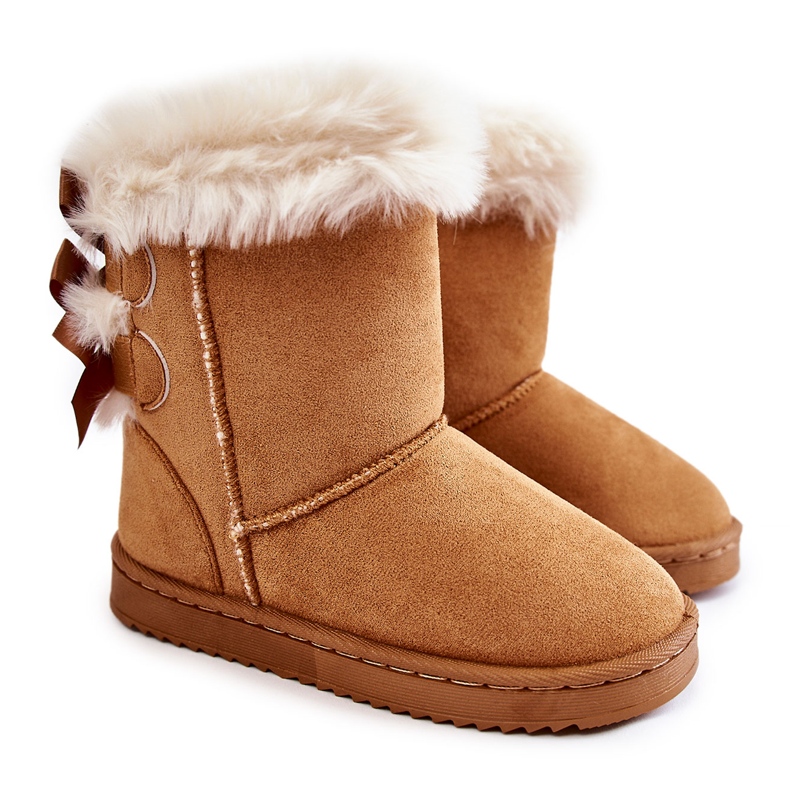 Botas Cálidas Para Niños Con Lazos Beige Funky Snow Boots marrón
