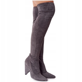 Botas Tacón Ante Lu Boo Grises XW37356