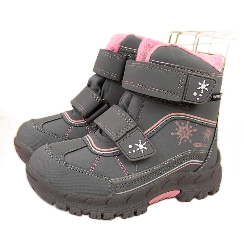 Botas de nieve niña American Club gris cierre adhesivo