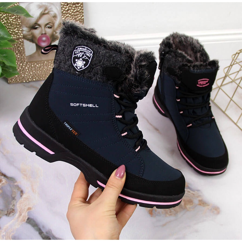 Botas de nieve impermeables azul marino American Club para niña