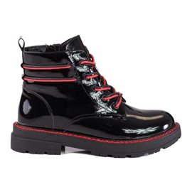 Botas de mujer lacadas con hilo Shelovet rojo negro
