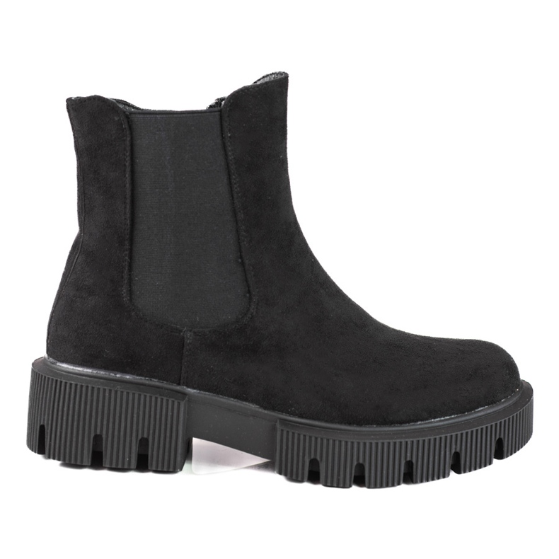 Botines Chelsea de mujer con plataforma Shelovet fabricados en ante ecológico negro