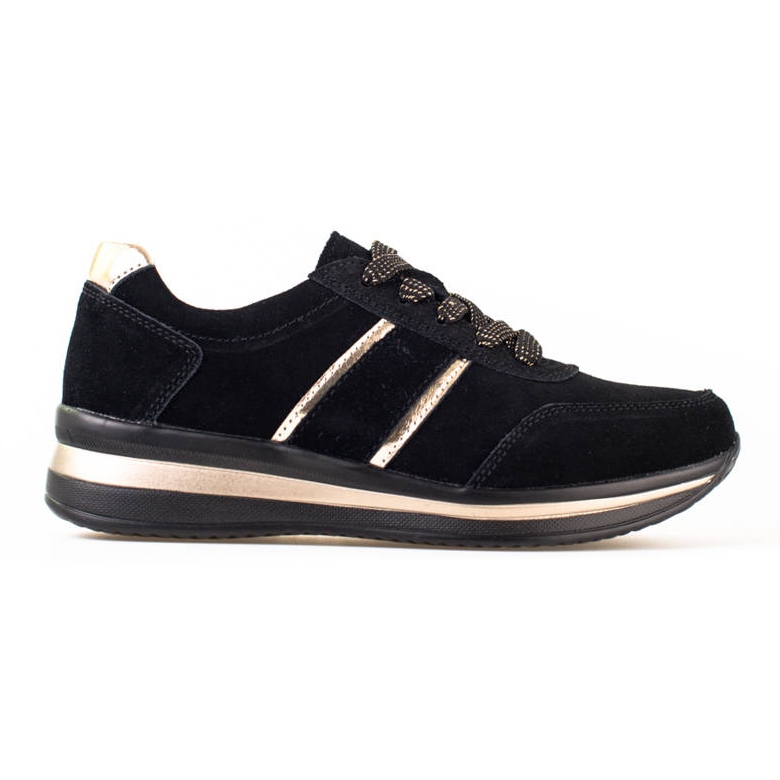 Zapatillas de cuero para mujer en la plataforma Shelovet. negro