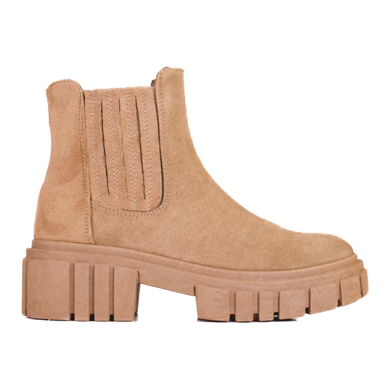 Botines Shelovet Chelsea de mujer en ante beige marrón