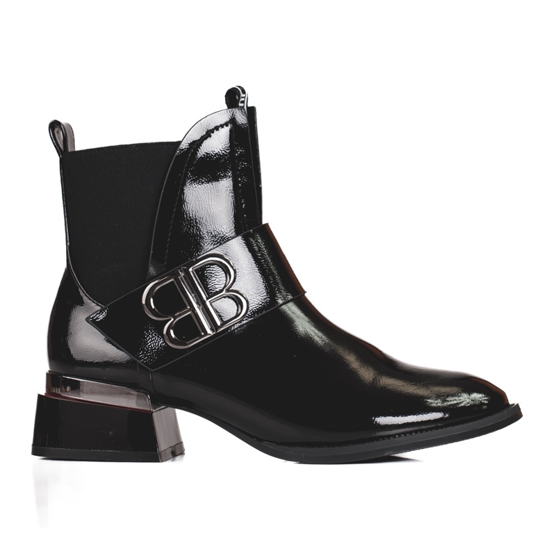 Elegantes botines Chelsea de mujer fabricados en charol Shelovet negro
